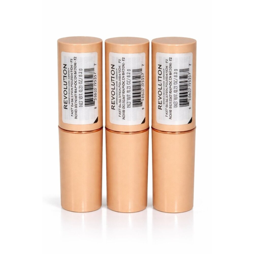 Makeup Revolution Fast Base Stick Foundation F2 0.21oz / 6.2g – Lot of 3 – New